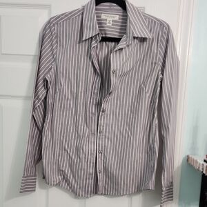 Banana Republic Gray Striped Women's Shirt